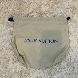 Louis Vuitton Drawstring Dust Bag cotton 10” x 7.5” blue on beige